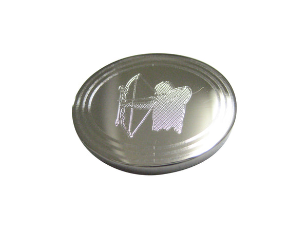 Silver Toned Etched Oval Archer Magnet