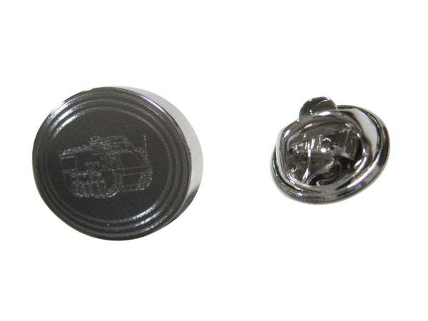 Silver Toned Etched Oval Armored Vehicle Lapel Pin
