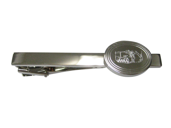 Silver Toned Etched Oval Armored Vehicle Tie Clip