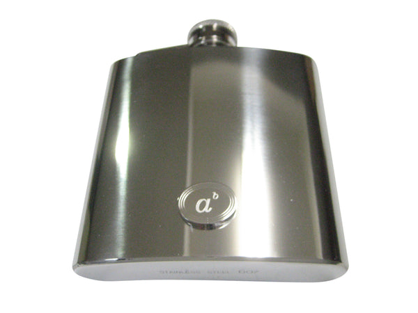 Silver Toned Etched Oval A to The Power of B 6oz Flask