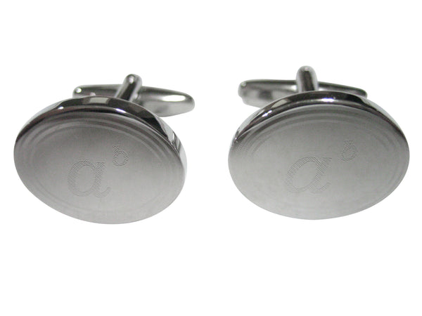 Silver Toned Etched Oval A to the Power of B Cufflinks