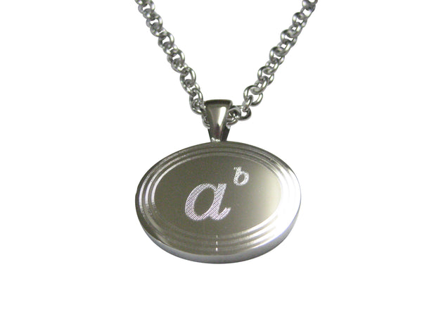 Silver Toned Etched Oval A to the Power of B Pendant Necklace