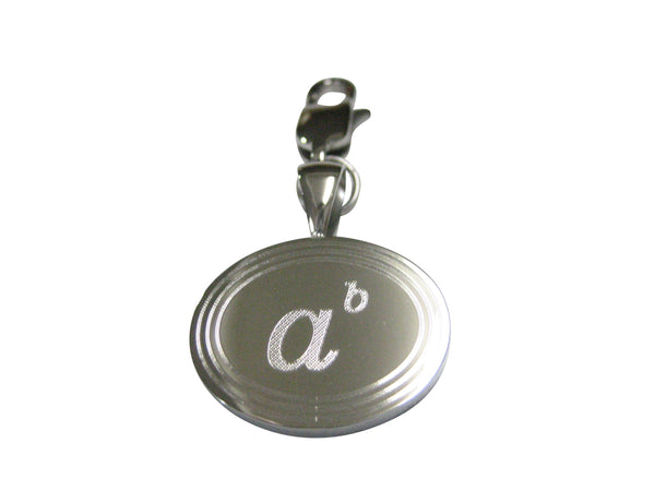 Silver Toned Etched Oval A to the Power of B Pendant Zipper Pull Charm