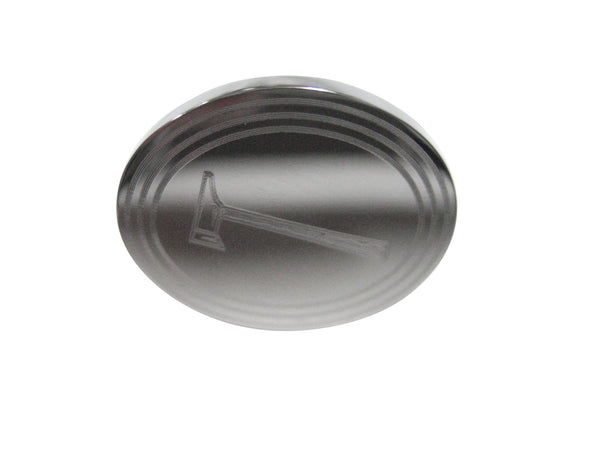 Silver Toned Etched Oval Axe Adjustable Size Fashion Ring