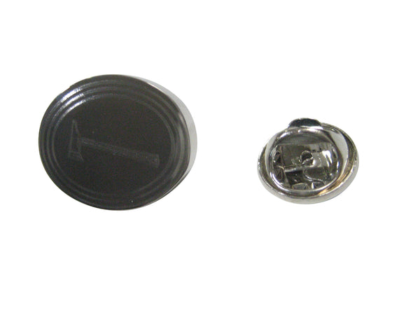 Silver Toned Etched Oval Axe Lapel Pin