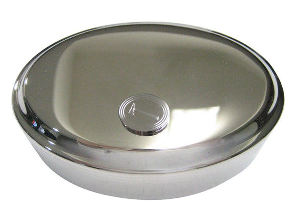 Silver Toned Etched Oval Axe Oval Trinket Jewelry Box