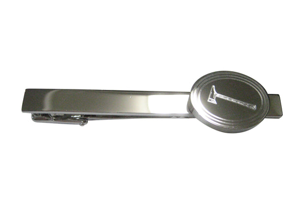 Silver Toned Etched Oval Axe Tie Clip