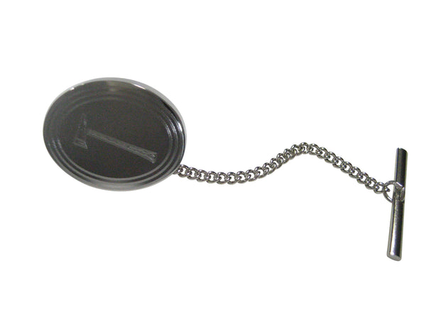 Silver Toned Etched Oval Axe Tie Tack
