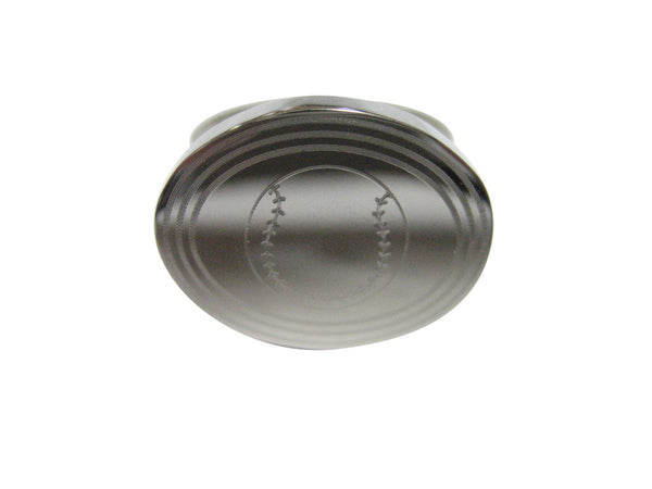 Silver Toned Etched Oval Baseball Adjustable Size Fashion Ring