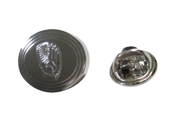Silver Toned Etched Oval Baseball Glove Lapel Pin