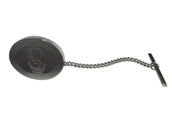 Silver Toned Etched Oval Baseball Glove Tie Tack