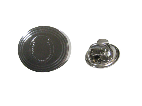 Silver Toned Etched Oval Baseball Lapel Pin