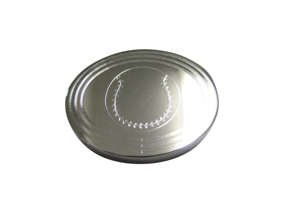 Silver Toned Etched Oval Baseball Magnet