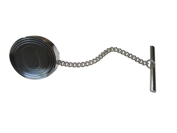 Silver Toned Etched Oval Baseball Tie Tack