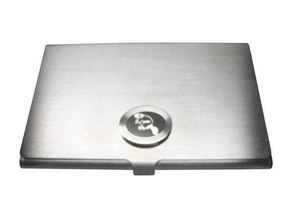 Silver Toned Etched Oval Beaver Business Card Holder