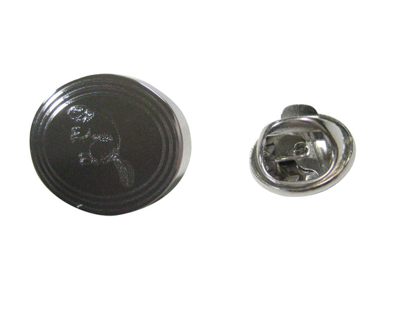 Silver Toned Etched Oval Beaver Lapel Pin