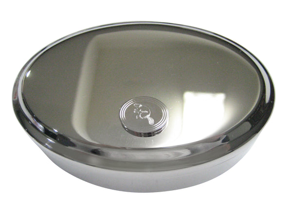 Silver Toned Etched Oval Beaver Oval Trinket Jewelry Box