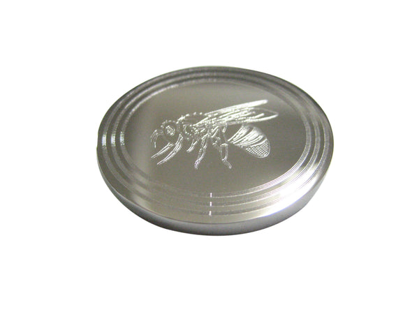 Silver Toned Etched Oval Bee Magnet