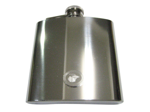 Silver Toned Etched Oval Betta Fish 6oz Flask