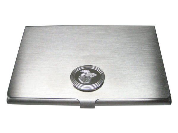 Silver Toned Etched Oval Betta Fish Business Card Holder