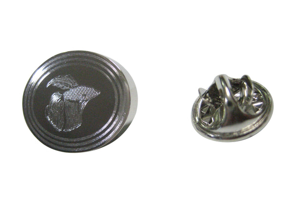Silver Toned Etched Oval Betta Fish Lapel Pin