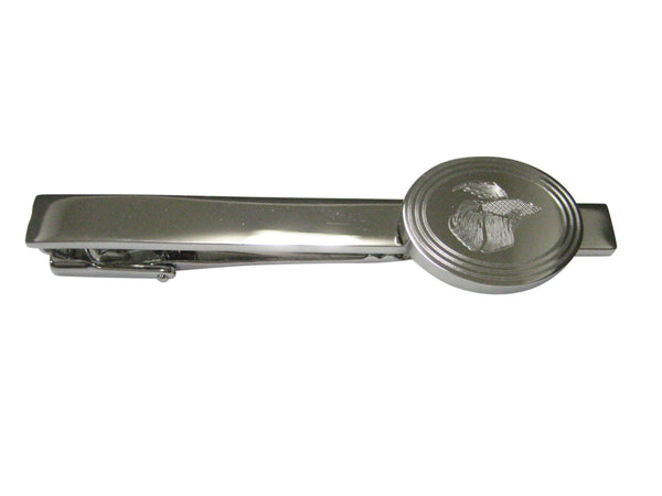 Silver Toned Etched Oval Betta Fish Tie Clip