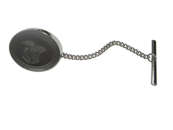 Silver Toned Etched Oval Betta Fish Tie Tack