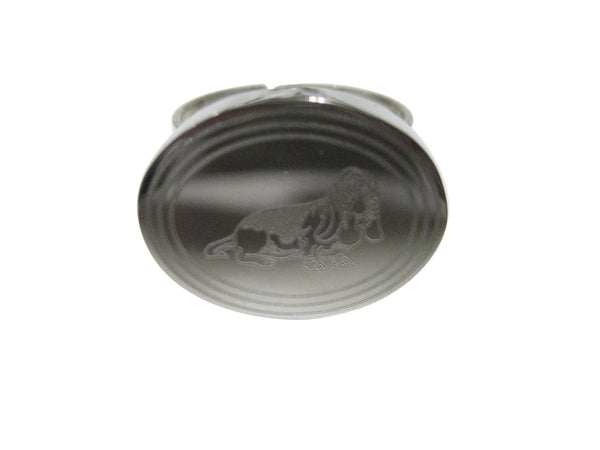 Silver Toned Etched Oval Bloodhound Dog Adjustable Size Fashion Ring
