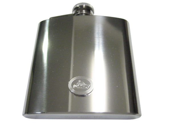 Silver Toned Etched Oval Boat 6oz Flask