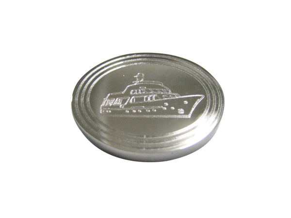 Silver Toned Etched Oval Boat Magnet