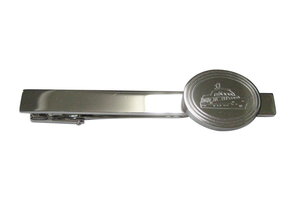 Silver Toned Etched Oval Boat Tie Clip