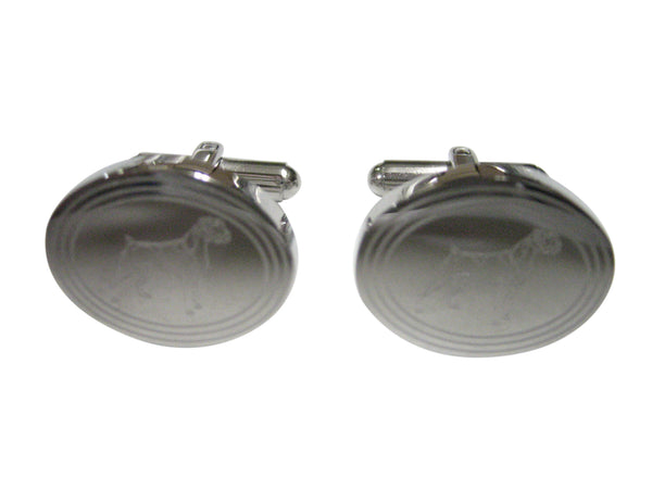 Silver Toned Etched Oval Boxer Dog Cufflinks