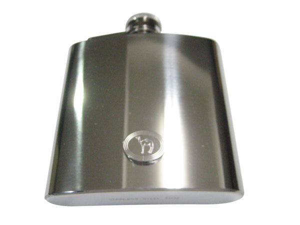 Silver Toned Etched Oval Camel 6oz Flask