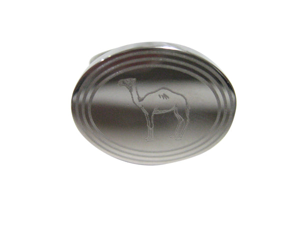 Silver Toned Etched Oval Camel Adjustable Size Fashion Ring