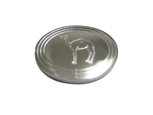 Silver Toned Etched Oval Camel Magnet