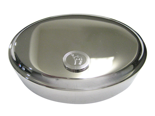 Silver Toned Etched Oval Camel Oval Trinket Jewelry Box