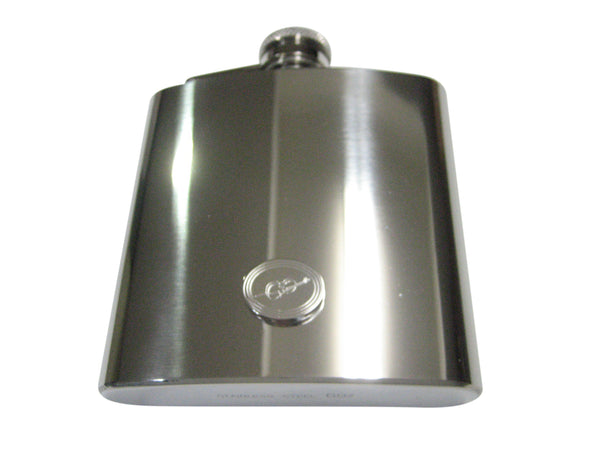 Silver Toned Etched Oval Cello Music Instrument 6oz Flask