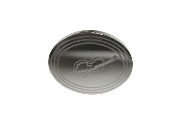 Silver Toned Etched Oval Cello Music Instrument Adjustable Size Fashion Ring