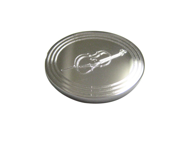 Silver Toned Etched Oval Cello Music Instrument Magnet