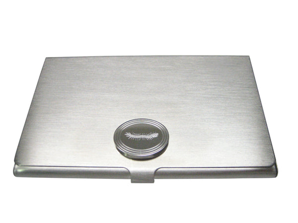 Silver Toned Etched Oval Centipede Bug Insect Business Card Holder