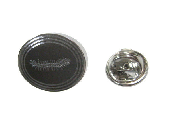 Silver Toned Etched Oval Centipede Bug Insect Lapel Pin