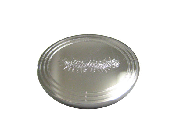 Silver Toned Etched Oval Centipede Bug Insect Magnet