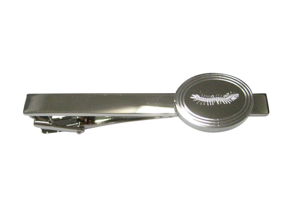 Silver Toned Etched Oval Centipede Bug Insect Tie Clip