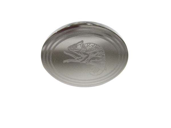 Silver Toned Etched Oval Chameleon Adjustable Size Fashion Ring