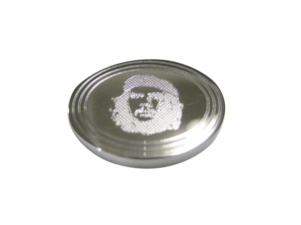 Silver Toned Etched Oval Che Guevara Magnet