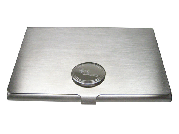 Silver Toned Etched Oval Chipmunk Business Card Holder