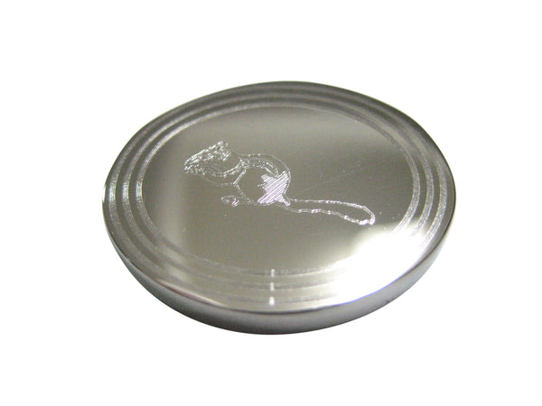 Silver Toned Etched Oval Chipmunk Magnet