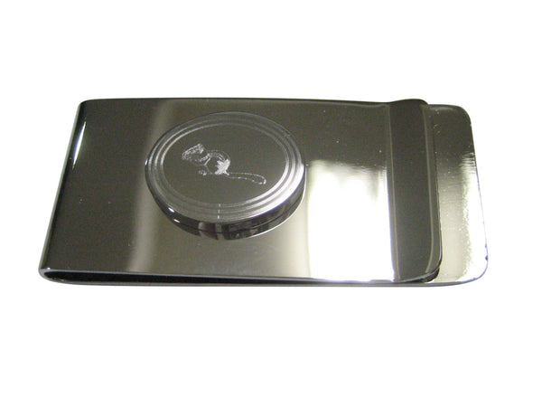 Silver Toned Etched Oval Chipmunk Money Clip