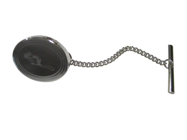 Silver Toned Etched Oval Chipmunk Tie Tack