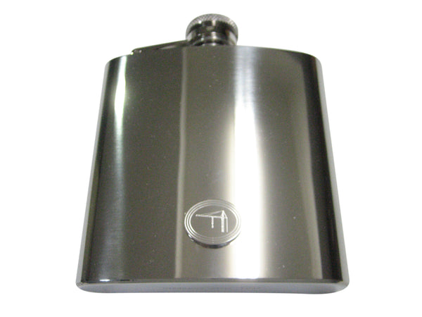 Silver Toned Etched Oval Construction Crane 6oz Flask